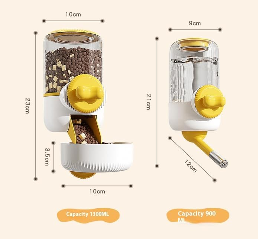 Pet Hanging Automatic Feeder and Waterer Set, Automatic Gravity Rabbit Feeding Station Waterer Set, Cage Cat Food Bowl Feeding Station for Puppy Kitten Chinchilla Hedgehog Guinea Pig Ferret