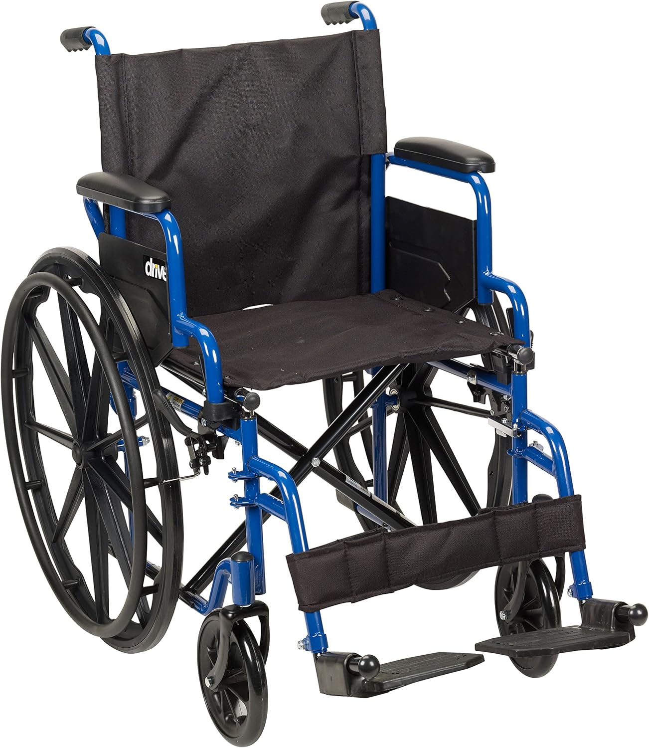 Drive Medical Blue Streak Wheelchair with Flip Back Desk Arms, Swing Away Footrests, 18" Seat