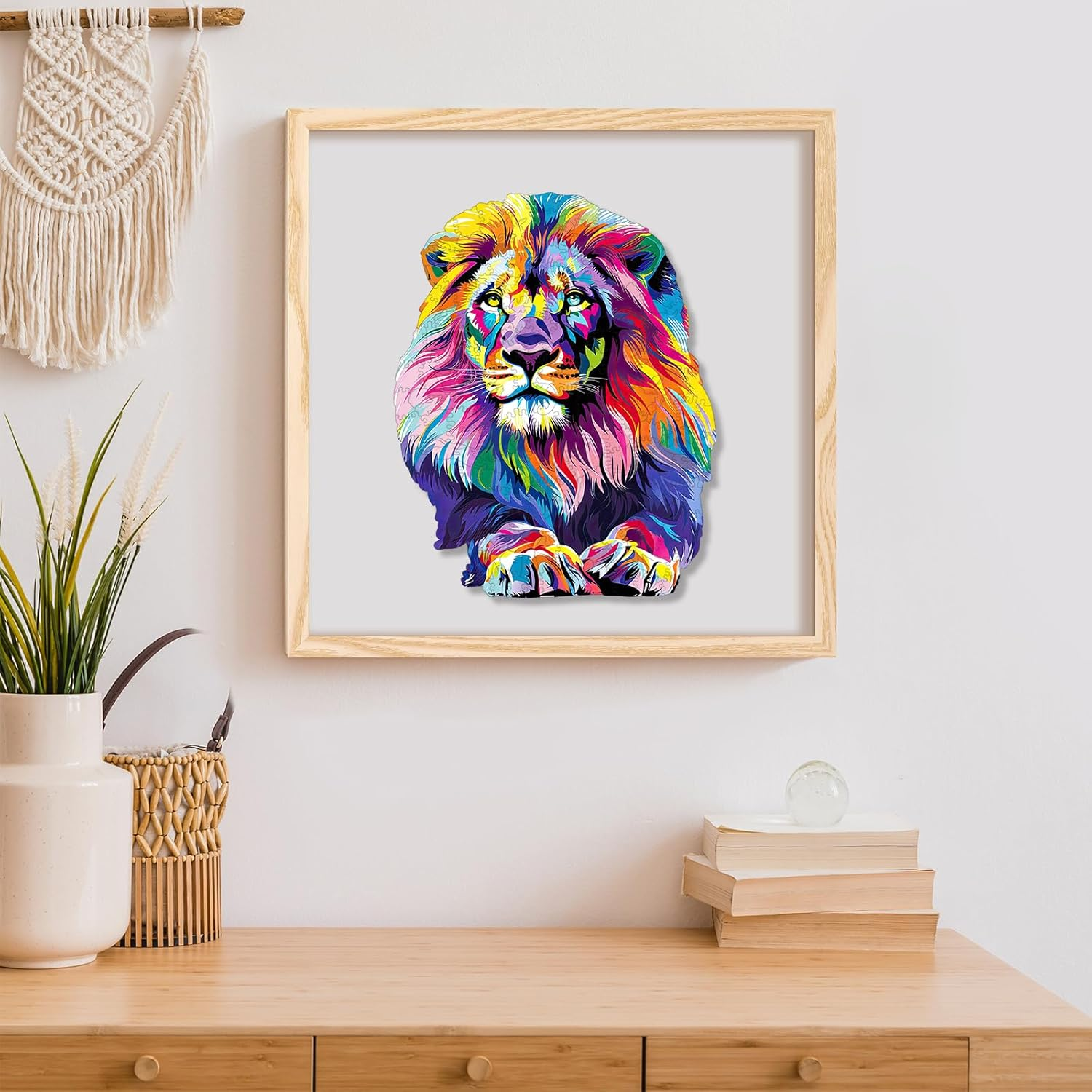 Wooden Puzzles for Adults, Lion Jigsaw Puzzles 200 Pieces, Unique Shaped Puzzle for Adults and Kids, Ghristmas Gift Family Game 10.8 X 11.2 Inch image number 1