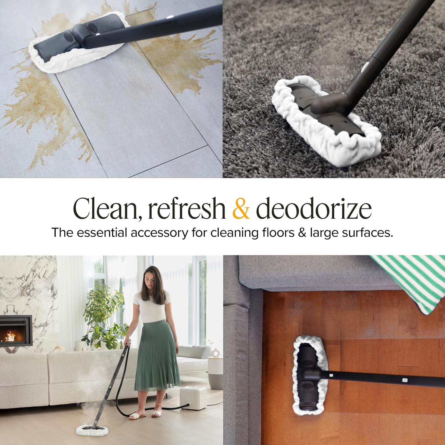 Dupray Large Rectangle Bonnets &ndash; Reusable Microfiber Steam Cleaner Pads, Heavy-Duty Steam Mop Accessories for Deep Cleaning Floors, Tiles, Grout, Walls, Kitchen Surfaces &ndash; Pack of 5 White image number 4