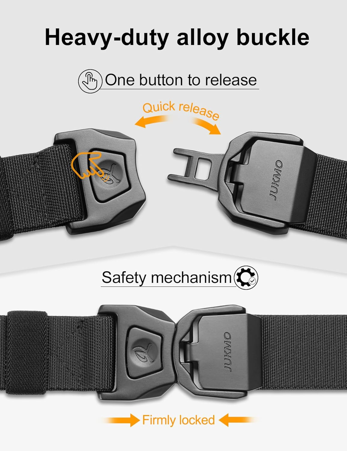 JUKMO Quick Release Tactical Belt, Military Work 1.5" Nylon Web Golf Belt with Heavy Duty Seatbelt Buckle image number 5