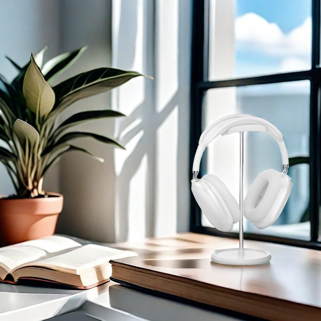 NQQNQQ Headphone Stand【1Pack】 Headphone Holder with Storage Tray Compatible for Airpods Max, Airpods, Airpods Pro, Beats, Bose and Most Gaming Headphones. 【No Tools Required】 YO-2 (White) - White image number 6