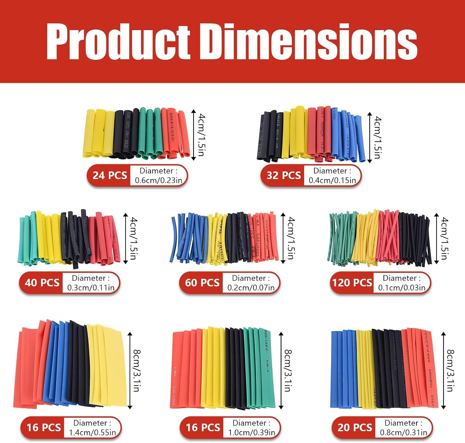 Mingzhuinc Heat Shrink Tubing, 328 Pcs Electric Insulation Tube Kit, Industrial Shrink Wrap Tube for Cable Wire Repair image number 3