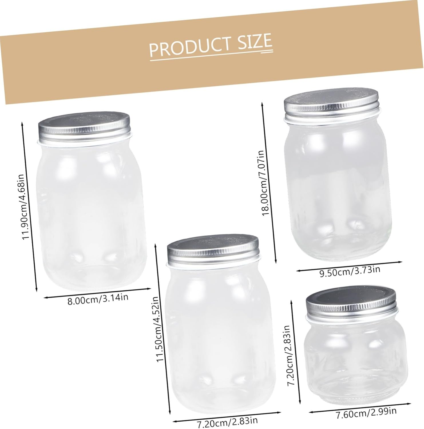 CIYODO 4Pcs Jam Jars Lids Sealing Storage Containers for Home for Preserving Spices Cookies Honey More image number 4