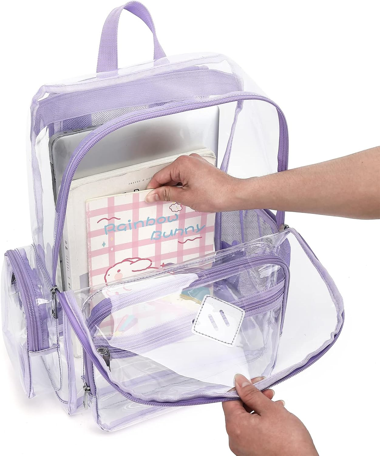 Fuyicat Heavy Duty Clear Backpack for Girls Boys Women Men, PVC Transparent School Backpacks See through College Bookbag - Blue image number 4