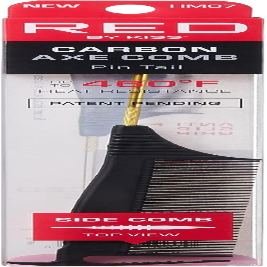 RED by Kiss Carbon Axe Comb Parting Comb anti Frizz Heat Resistant Hair Comb (Rat Tail) image number 1