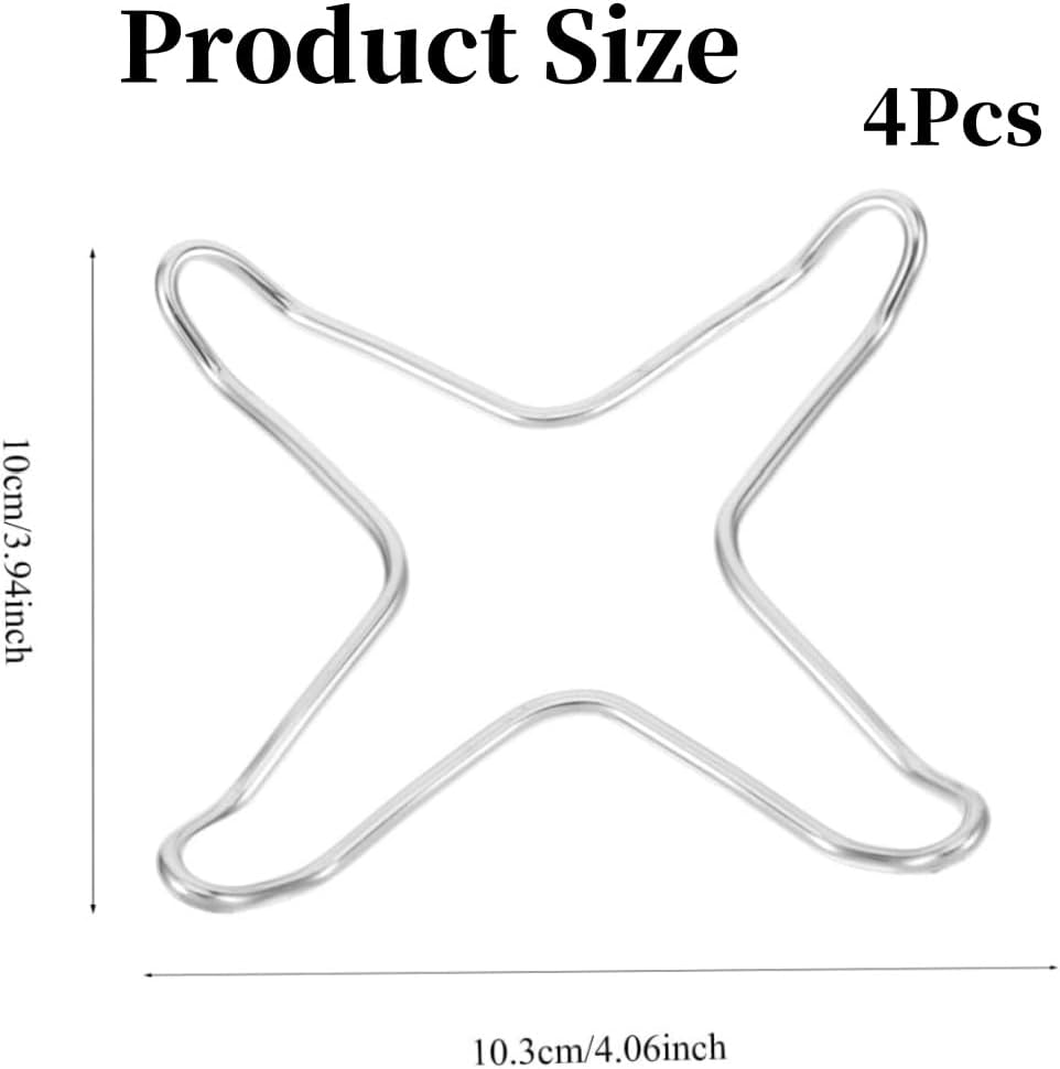 Fabselection 4 Pcs Gas Stove Ring Reducer Trivet, Trivet Stove Burner Grate Gas Cooker Holder, Gas Cooker Accessories, Stainless Steel Kitchen Rack Pot Stand for Gas Hob,(10Cm X 10.3Cm) image number 2