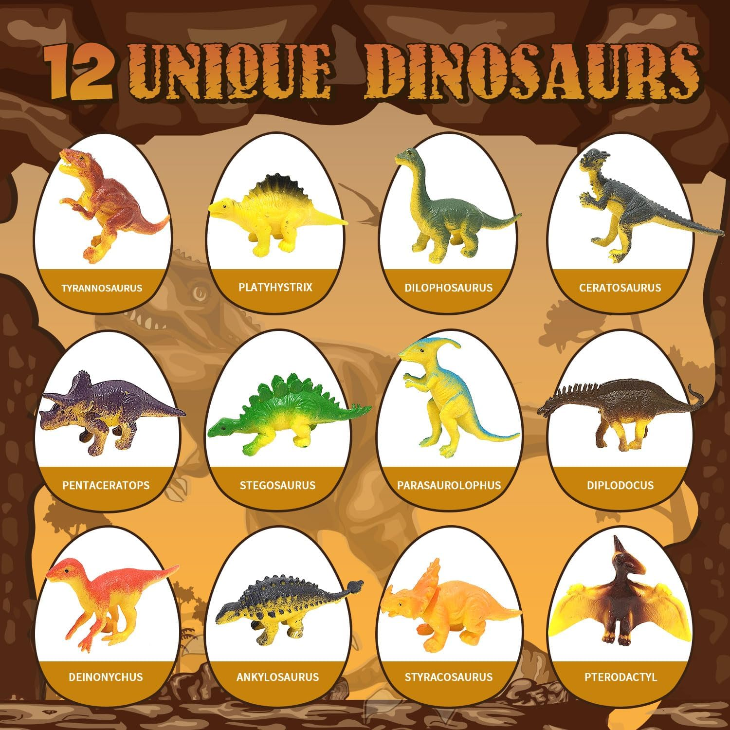 Dinosaur Toys, Dinosaur Egg Dig Kit Kids- Surprise Eggs Pack with 12 Unique Dinosaurs- Easter Eggs Science STEM Gifts for Boys Girls Dino Eggs Excavation Toy for Age 4 5 6-8 8-12 Year Old image number 6