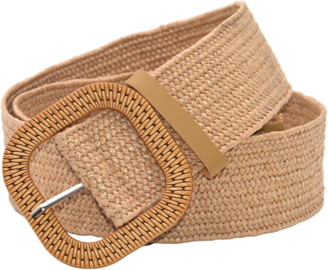 Kowaku Retro Style Wide Straw Woven Waist Belt Elastic Waistband Long for Birthday Women image number 4