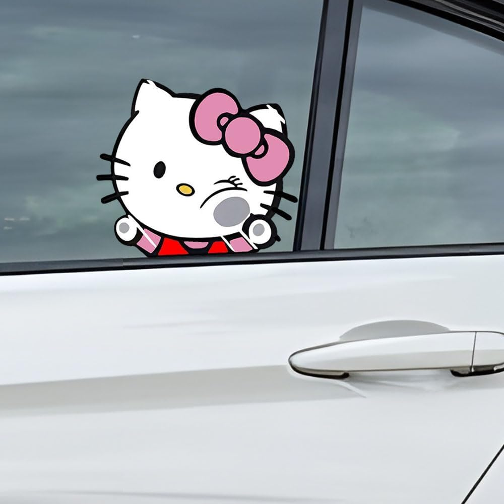 Hello Kitty Car Sticker Hitting Glass Decal Vinyl image number 3