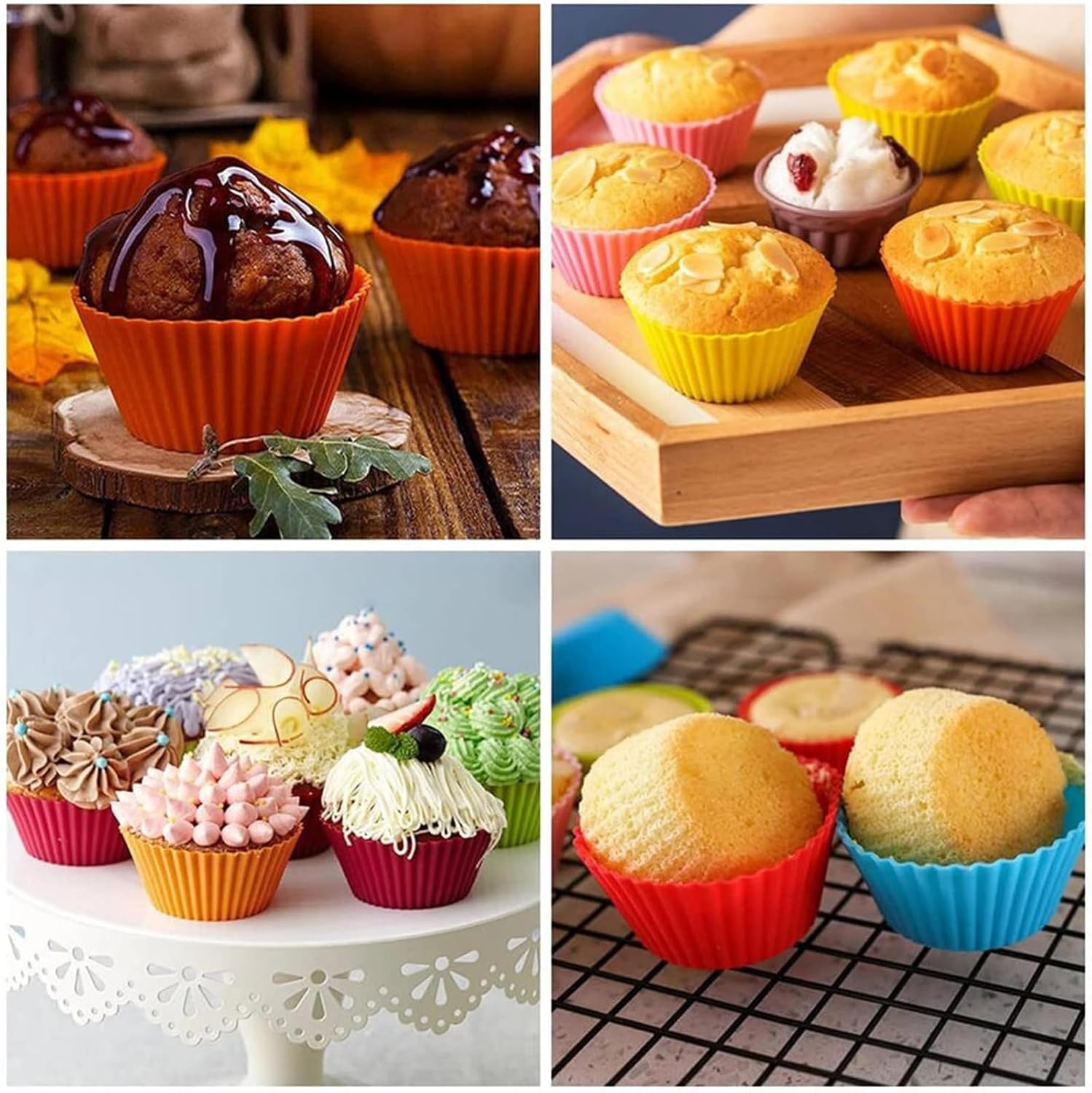 XUTONG 30 Pack Silicone Baking Cups, 2.75'' Reusable Silicone Muffin Liners, Nonstick Cupcake Liner Assorted Bright Colors, for Cake Balls, Muffins, Cupcakes and Candies