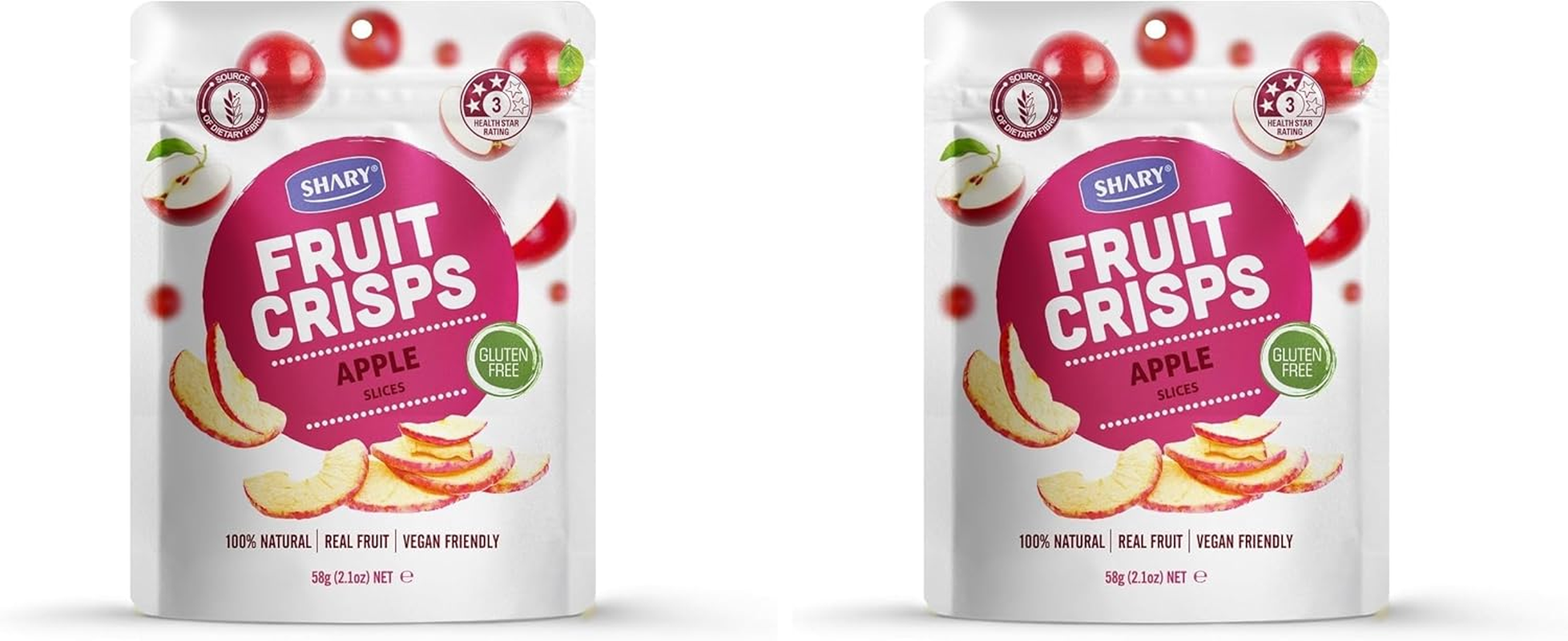 Shary Apple Crisps, 58G &ndash; Air-Dried, Gluten-Free, Vegan, Healthy Fruit Snack, Perfect for On-The-Go