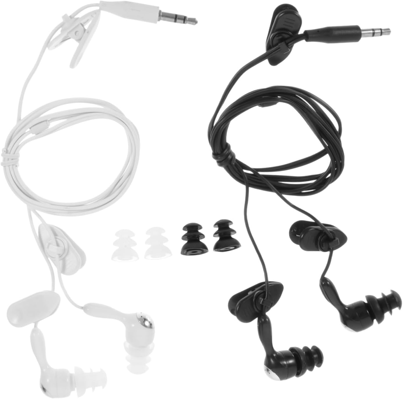 Waterproof Swimming Earphones 3.5Mm In-Ear Ear Protection Plugs 2Pcs White and Black Earbuds Adult Ear Protector for Bathing and Surfing image number 1
