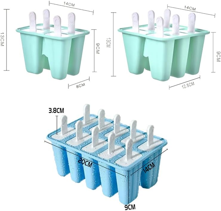 AIMALL Silicone Ice Cream Mould Block 4/6/10 Cavity Frozen Molds ICY Pole Jelly Popsicle, Bpa-Free Popsicle Makers, Easy Release & Clean, Perfect for Homemade Frozen Treats and Jelly Pops