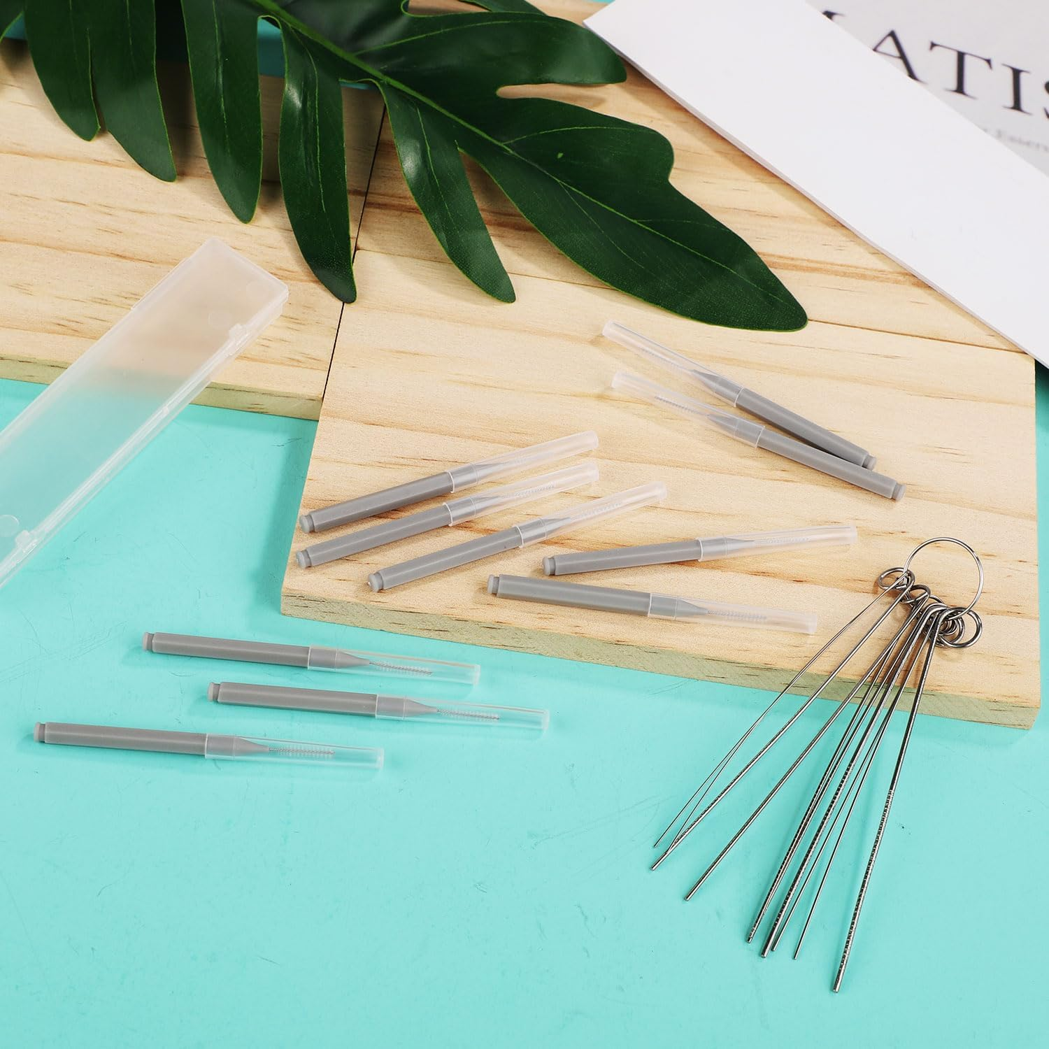 10Pcs Shower Head Cleaners, with 10Pcs Needle Picks Anti-Clogging Shower Head Cleaning Brush Tiny Crevice Cleaner Tool for Small Holes Gaps Nozzle Window Slot Household Bathroom (Gray) image number 1