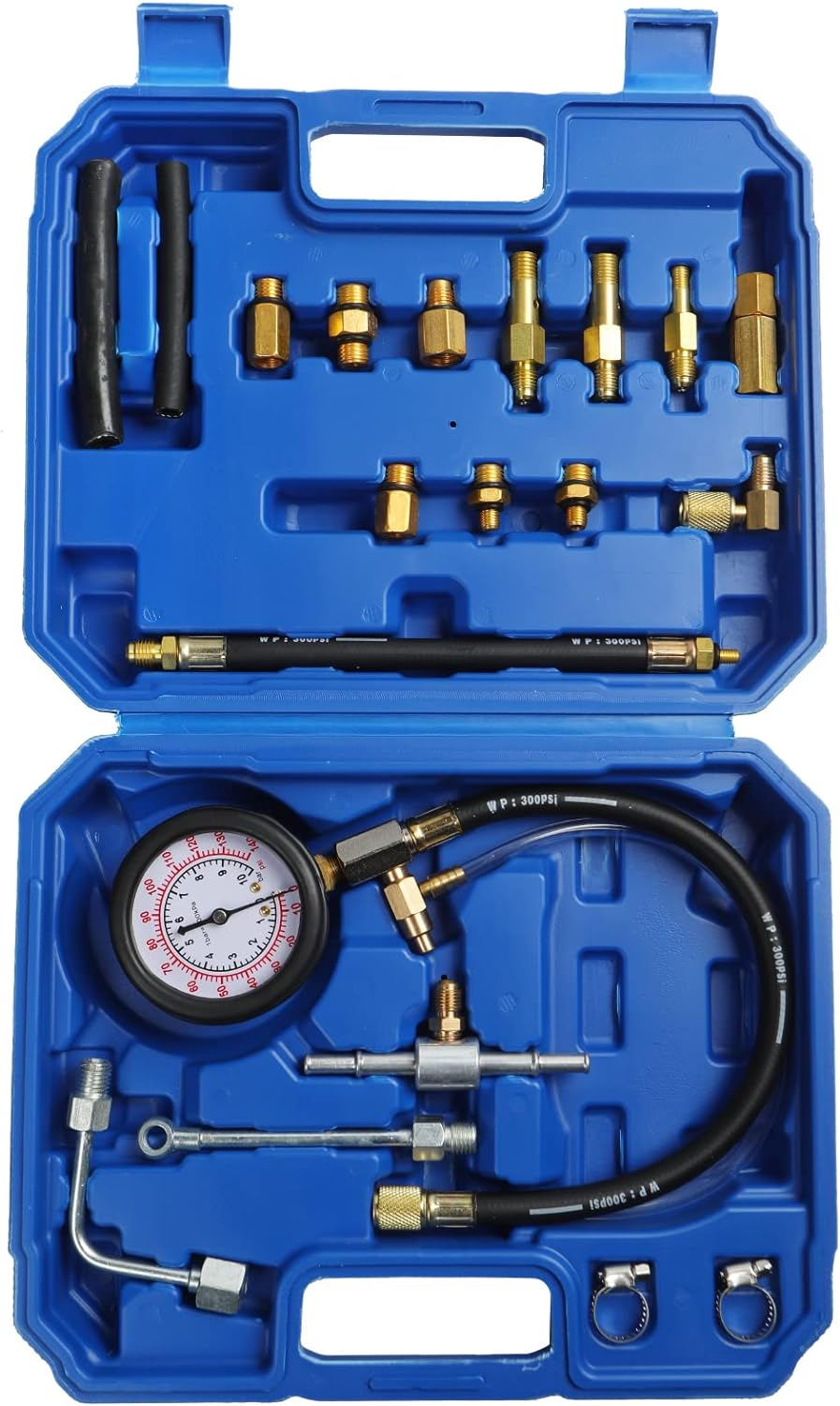 TU-114 Auto Fuel Pressure Gauge Tester Kit Gasoline Pressure Metersautomobile Instrument Testing Tool(Blue)