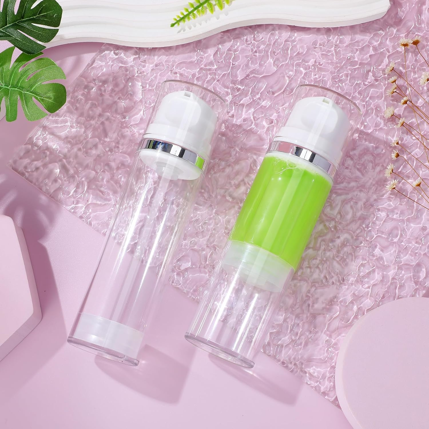 Totority Airless Pump Bottles 2Pcs 150Ml ABS Refillable Lotion Container for Travel Skincare and Cream Storage image number 1