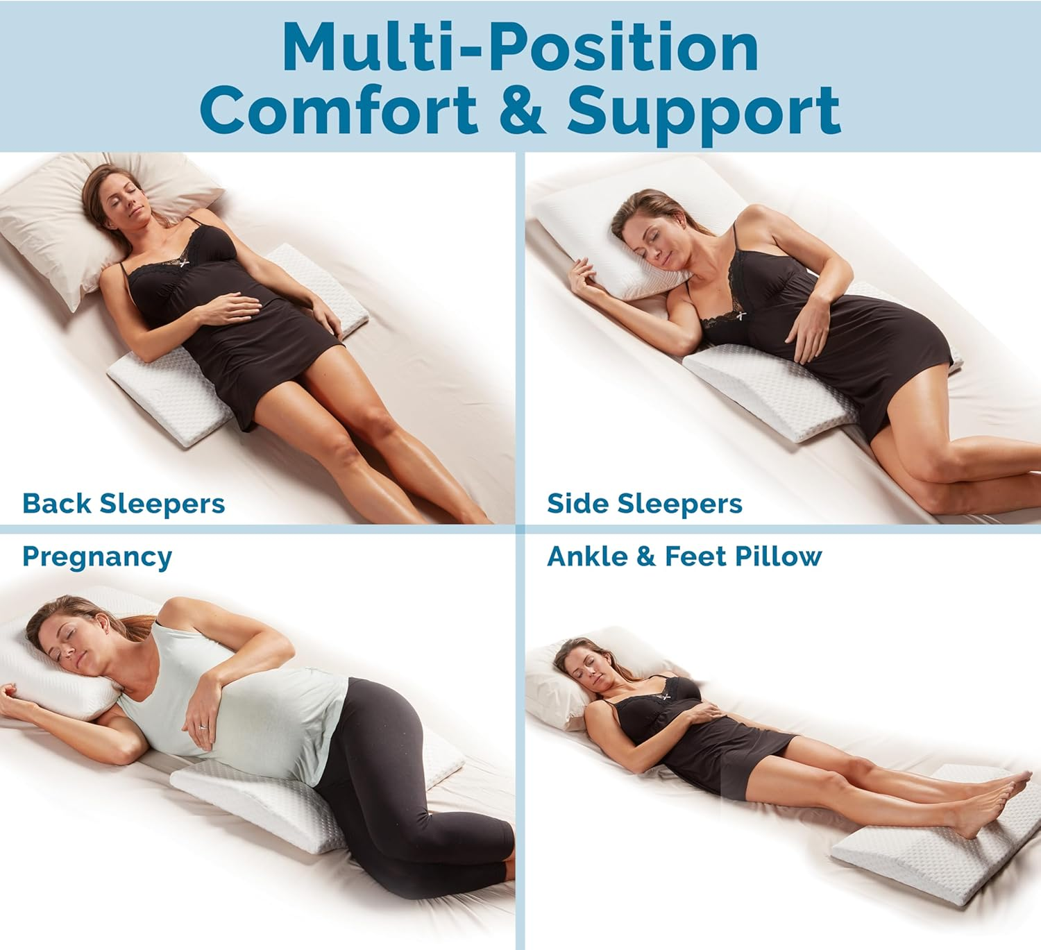 Comfilife Lumbar Support Pillow for Sleeping Memory Foam Pillow for Back Pain Relief &ndash; Side, Back and Stomach Sleepers&ndash; Triangle Wedge Bolster Pillow &ndash; Bed Rest Pillow (White, Standard) image number 4