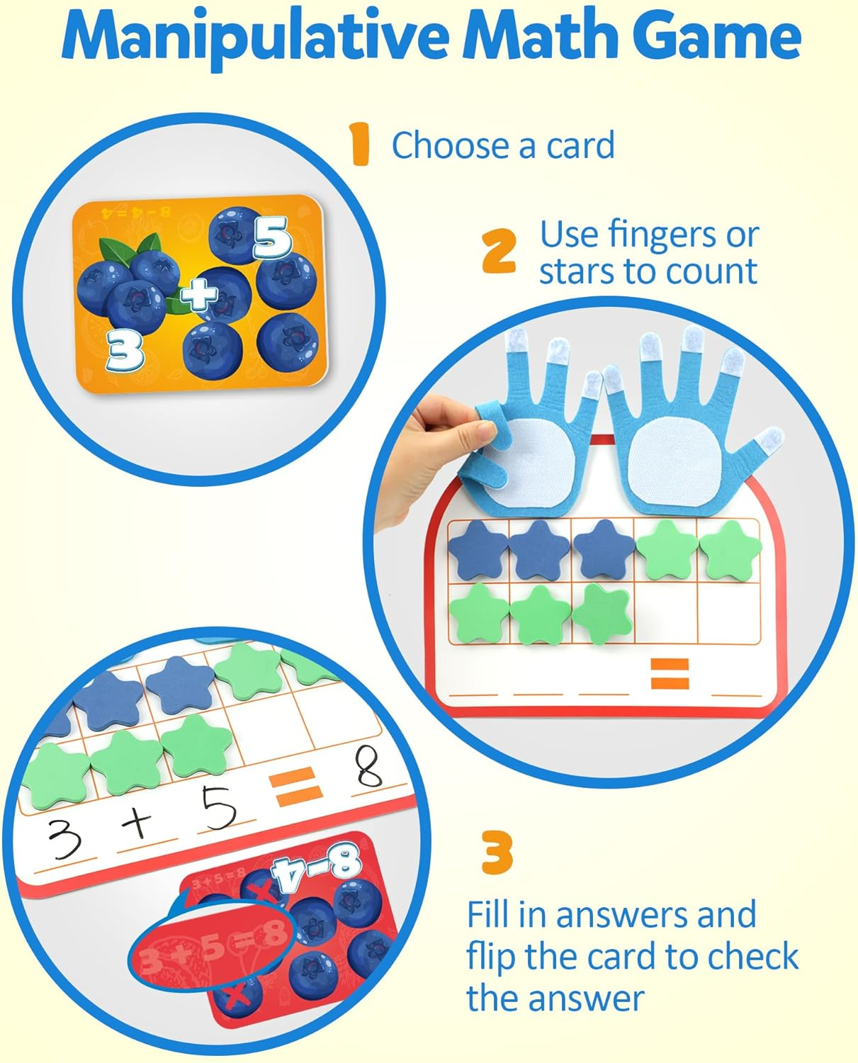 Coogam Montessori Math Manipulatives Number Counting Block, Magnetic Ten Frame Addition Subtraction Practice with Dry Erase Board, Educational Learning Toy 1St 2Nd & 3Rd Grade image number 6