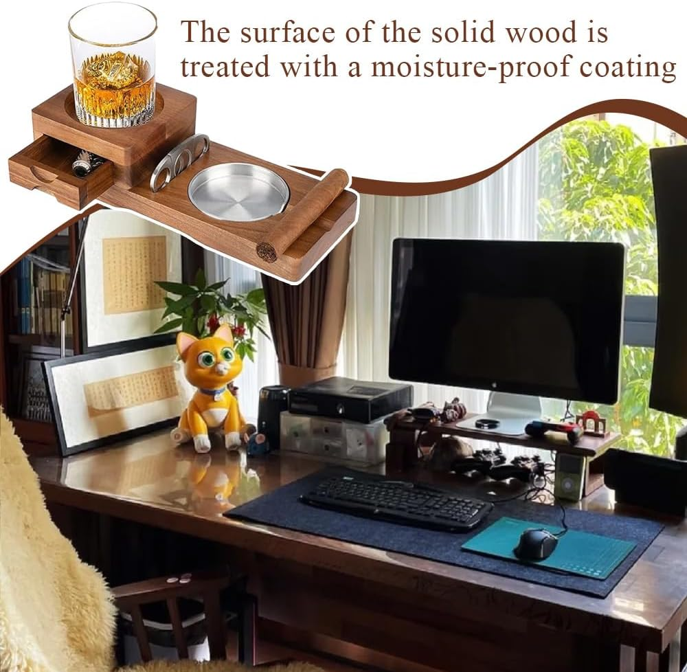 Wooden Cigar Ashtray,Ash Tray, Snow Eggplant Ashtray,Creative Ashtray,For outside Patio Holder Cigar Tray,Creative Ashtray with Drawer,Cup Holder image number 5