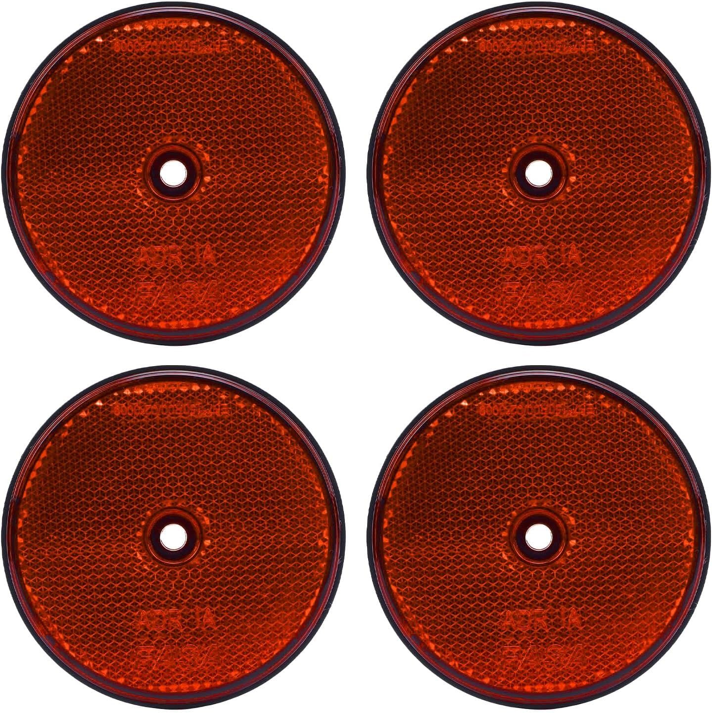 Trailer Reflector 72Mm round White Reflectors with Screw Fixing for Cars, Mailboxes, Driveways, Tunnels & Low-Light Areas &ndash; Enhanced Visibility