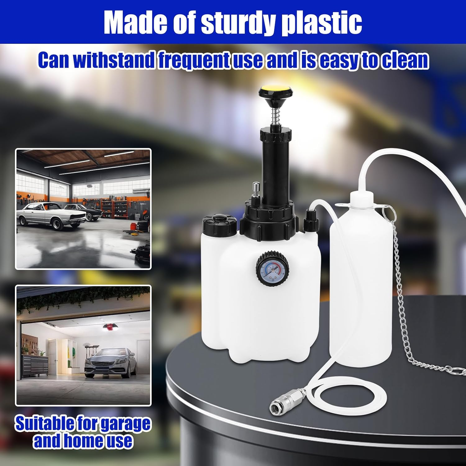 3L Manual Brake Bleeder Kit, Brake Fluid Replacement Tool with 1L Brake Fluid Bleed Bottle and 4 Master Cylinder Adapters, One Person Brake Bleed Vacuum Pump Kit for Various Vehicles image number 1