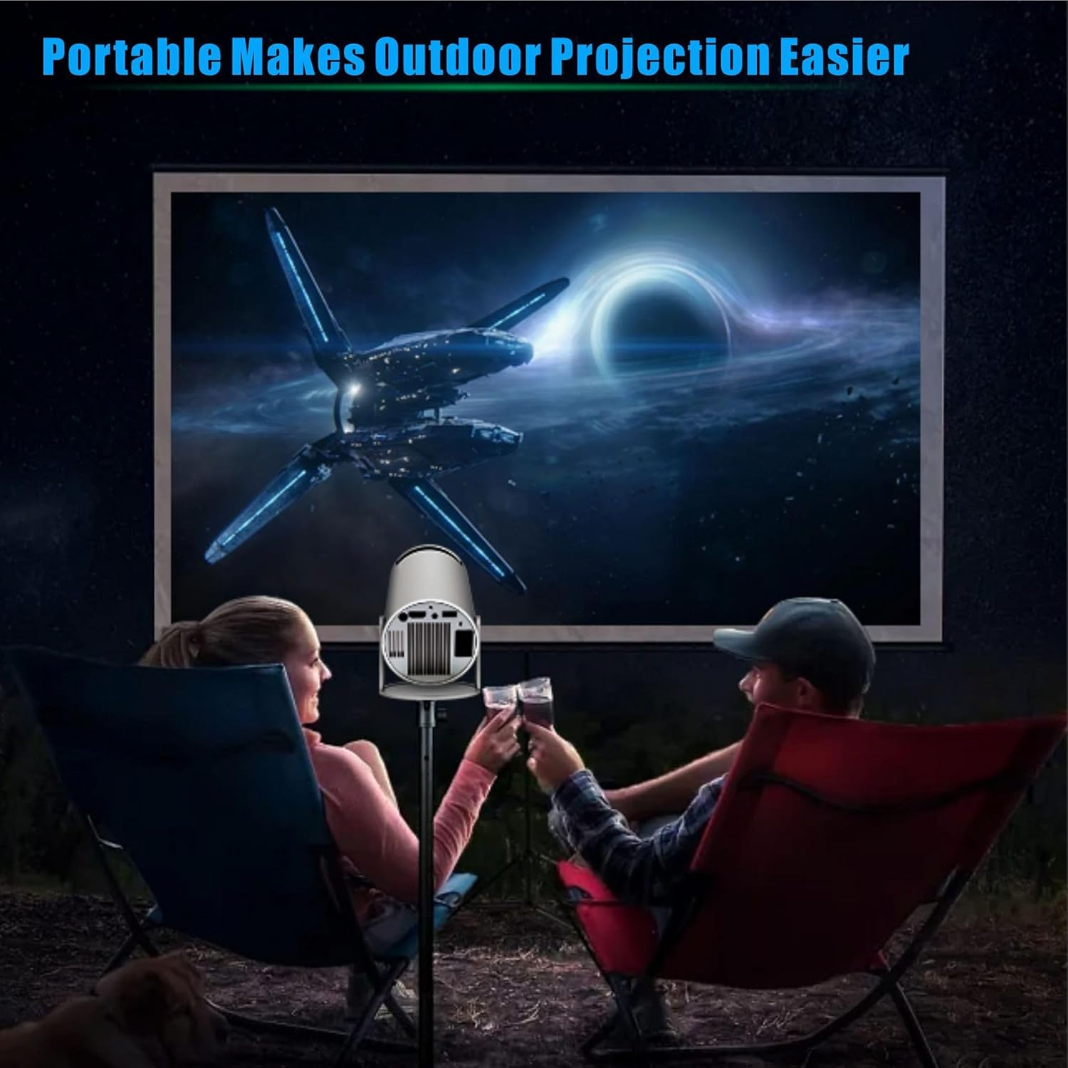 Mini Projector with Wifi and Bluetooth, Outdoor Portable Movie Projector 1080P Support, Auto Keystone Home Projector for Phone/Tv Stick/Laptop, 180&deg;Adjustable Stand image number 6