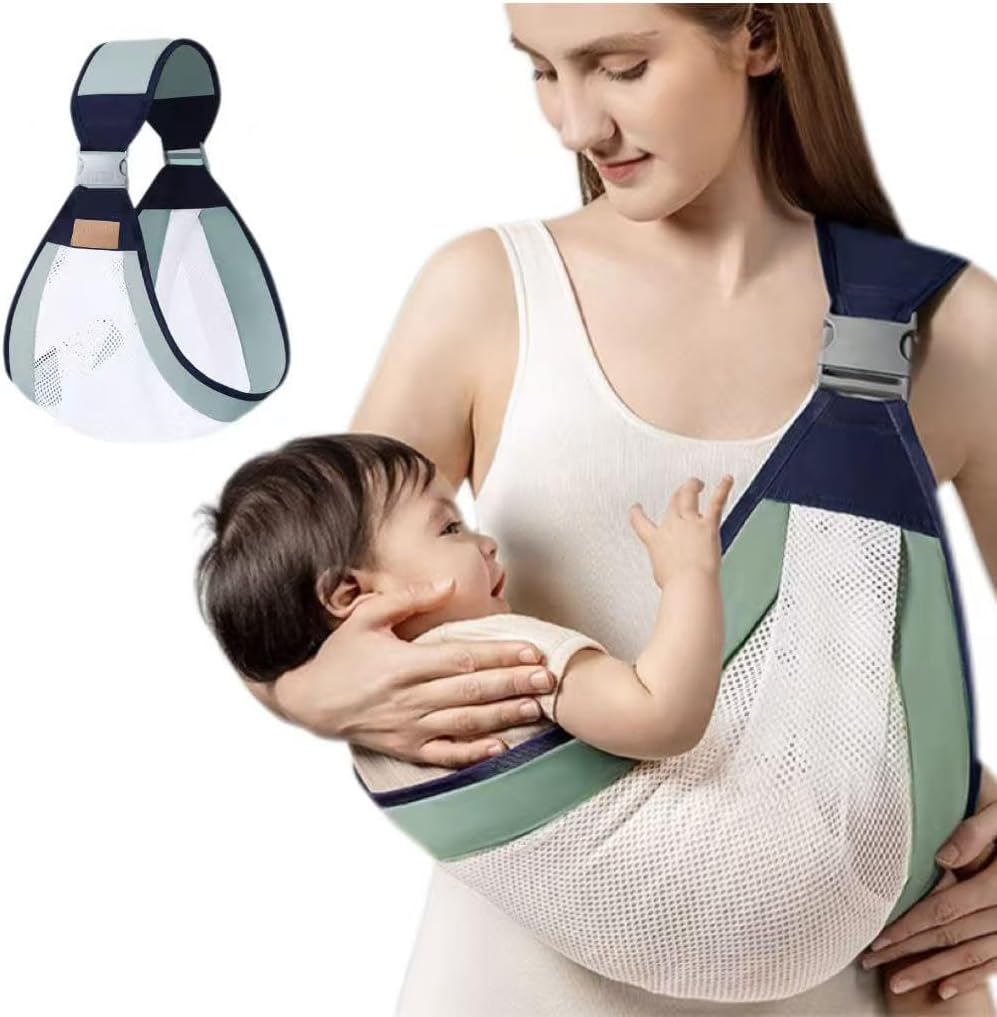 Baby Carrier Newborn to Toddler, Adjustable Baby Wrap Carrier 25-55 Lbs with Soft Padded Straps, Lightweight Mesh Baby Wrap for Travel - 1 Piece, Green image number 6