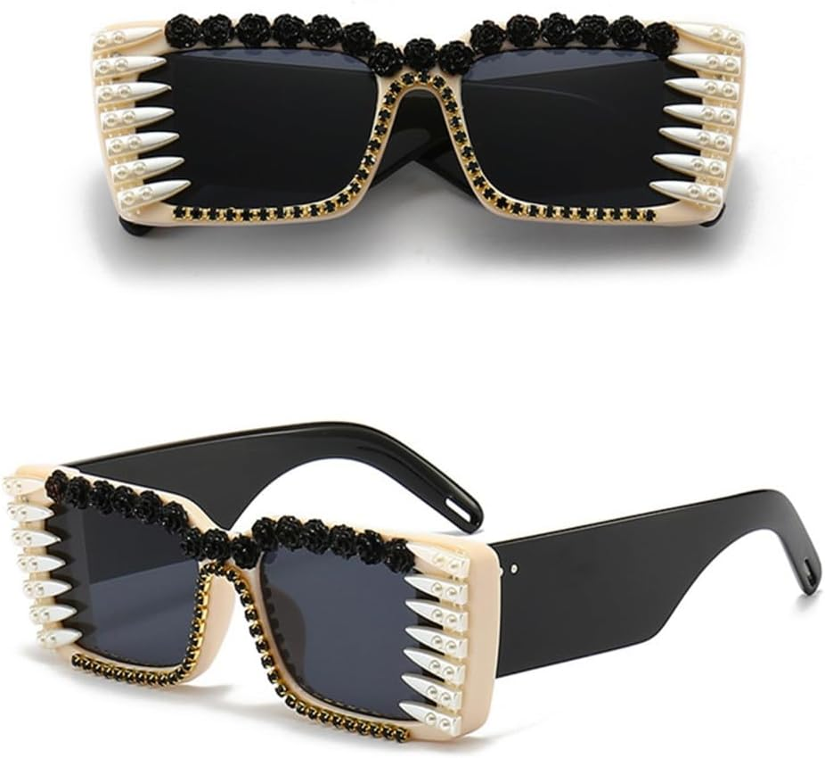 Diamond Retro Square Sunglasses Women Men Party Eyeglasses Vintage Hip Hop Punk Sun Glasses UV400