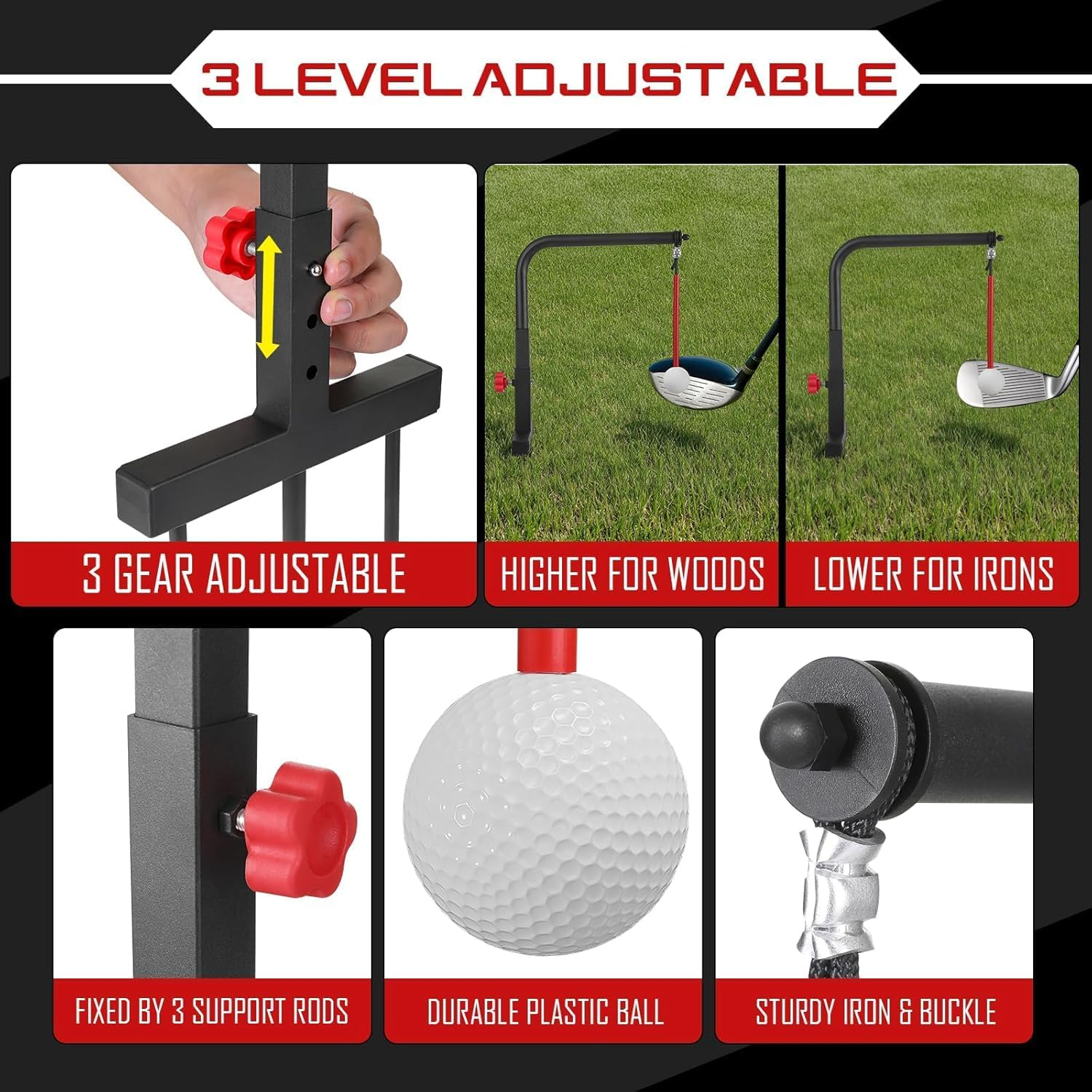 Golf Swing Trainer, Golf Training Aid, Adjustable Height Swing Practice Tool, Portable Golf Training Aid for Beginners to Professionals, Office and Home image number 6