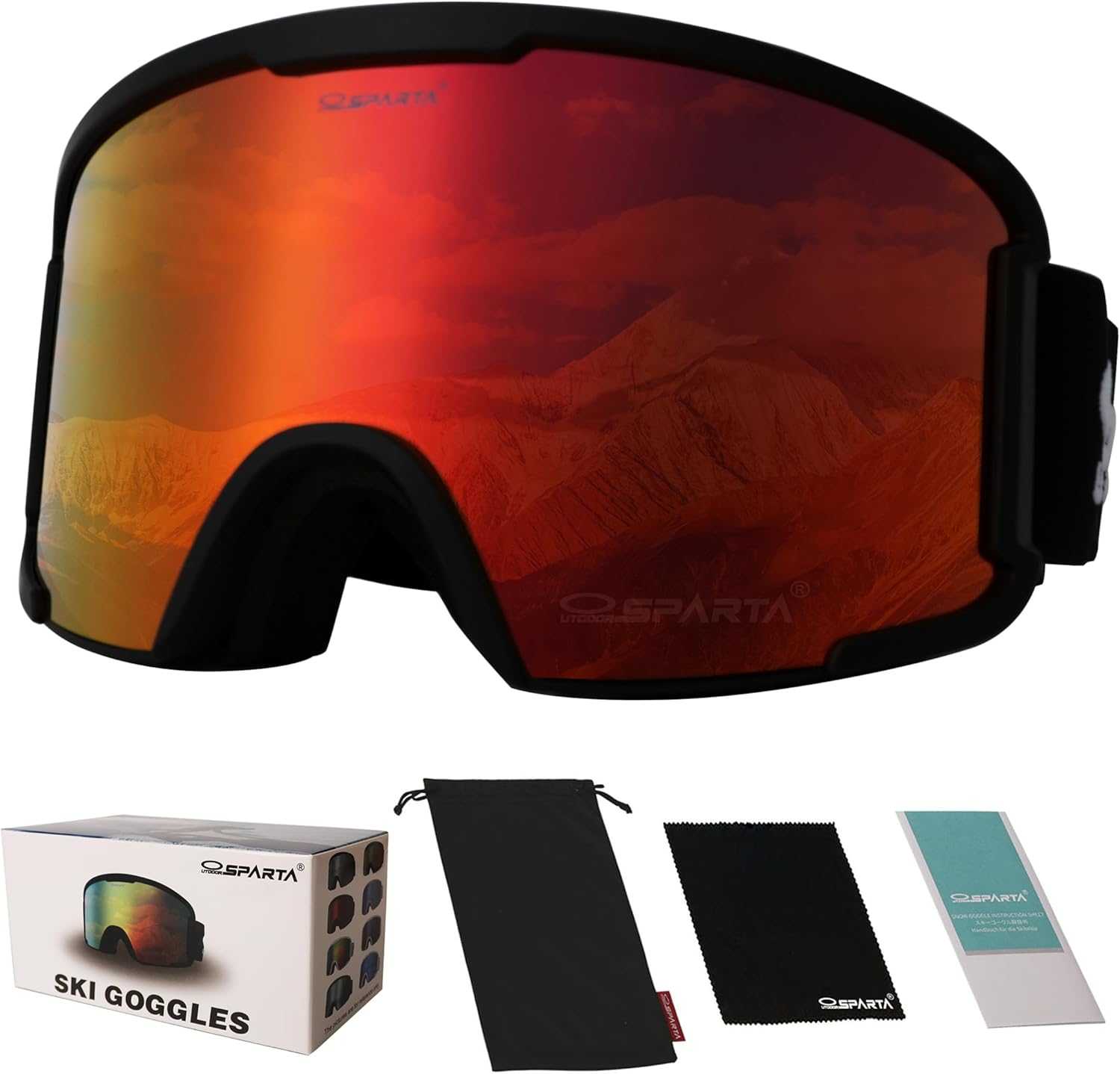 OUTDOOR SPARTA Snow Sports Goggles- Helmet Compatible Ski Goggles for Men & Women with 100% UV Protection