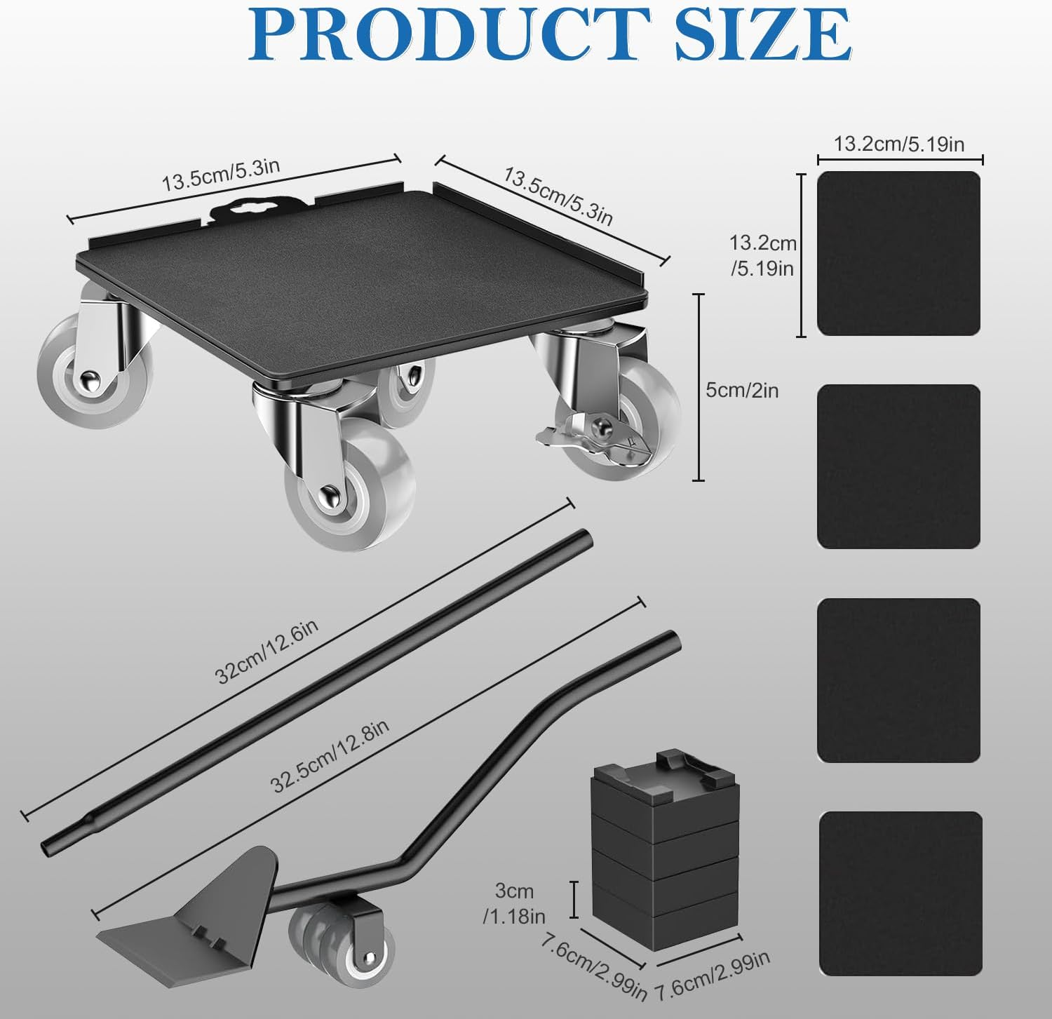 Xkimos Heavy Duty Furniture Mover, 3086.5Lb（1400Kg）Capacity, Carbon Steel Furniture Lifter with Lift & Anti-Slip Pads, 5 X 360&deg;Furniture Sliders Wheels, Professional Dolly Tool for Furniture Handling image number 6