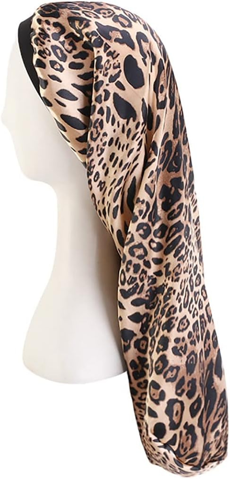 COSYOO Hair Braid Bonnet Satin Wide Classic Decorative Extra Long Printed Silk Soft Elastic Hair Bonnet for Women Printed Patterned Cover Lightweight image number 1