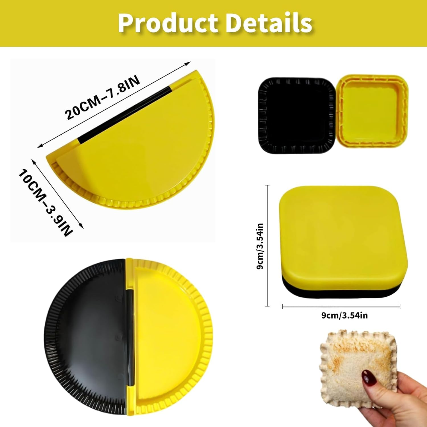 Tortilla Crimper & Quesadilla Maker Kit,Tortilla + Sandwich Bundle, 8'' & 3.54'' Empanada Samosa Mold, Sandwich Pocket Crimper for Air Fryer, Microwave, Oven Cooking image number 1