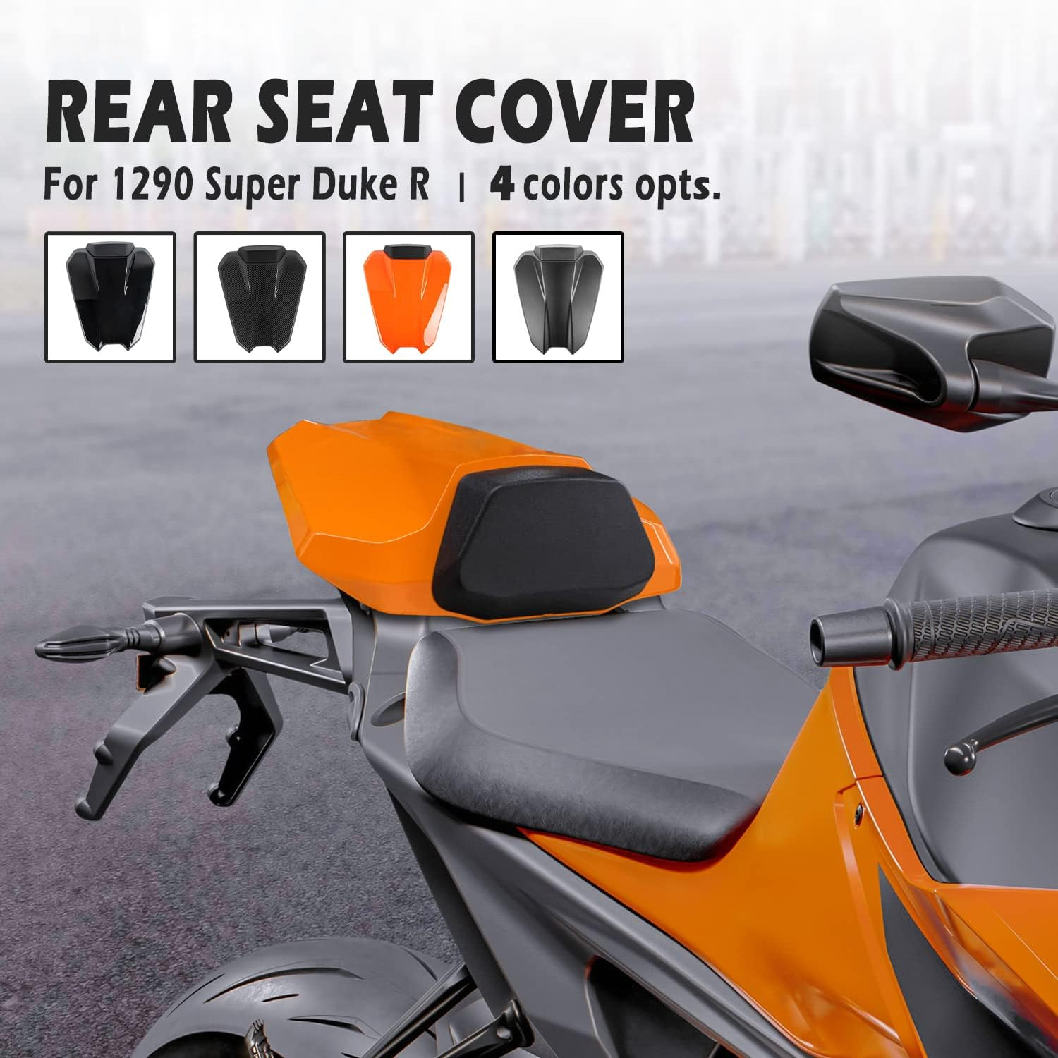 Lorababer Motorcycle Rear Passenger Pillion Seat Cowl Cover Tail Section ABS Hard Fairing Compatible with K.T.M 1290 Super Duke R 2020 2021 2022 2023 Rear Solo Seat Cowl Hump (Matte Black) - Black image number 5