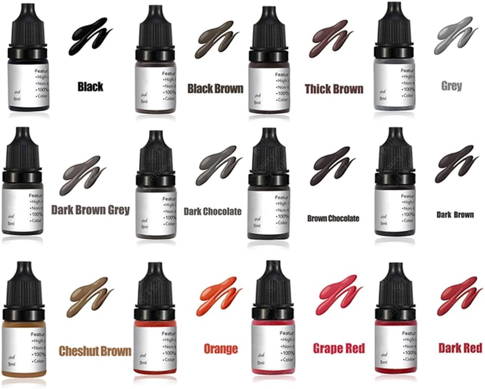 New 5Ml Permanent Makeup Pigment Ink Eyebrow Lip Microblading Tattoo Cosmetic Natural Color for Machine (Black Brown) - Black Brown image number 3