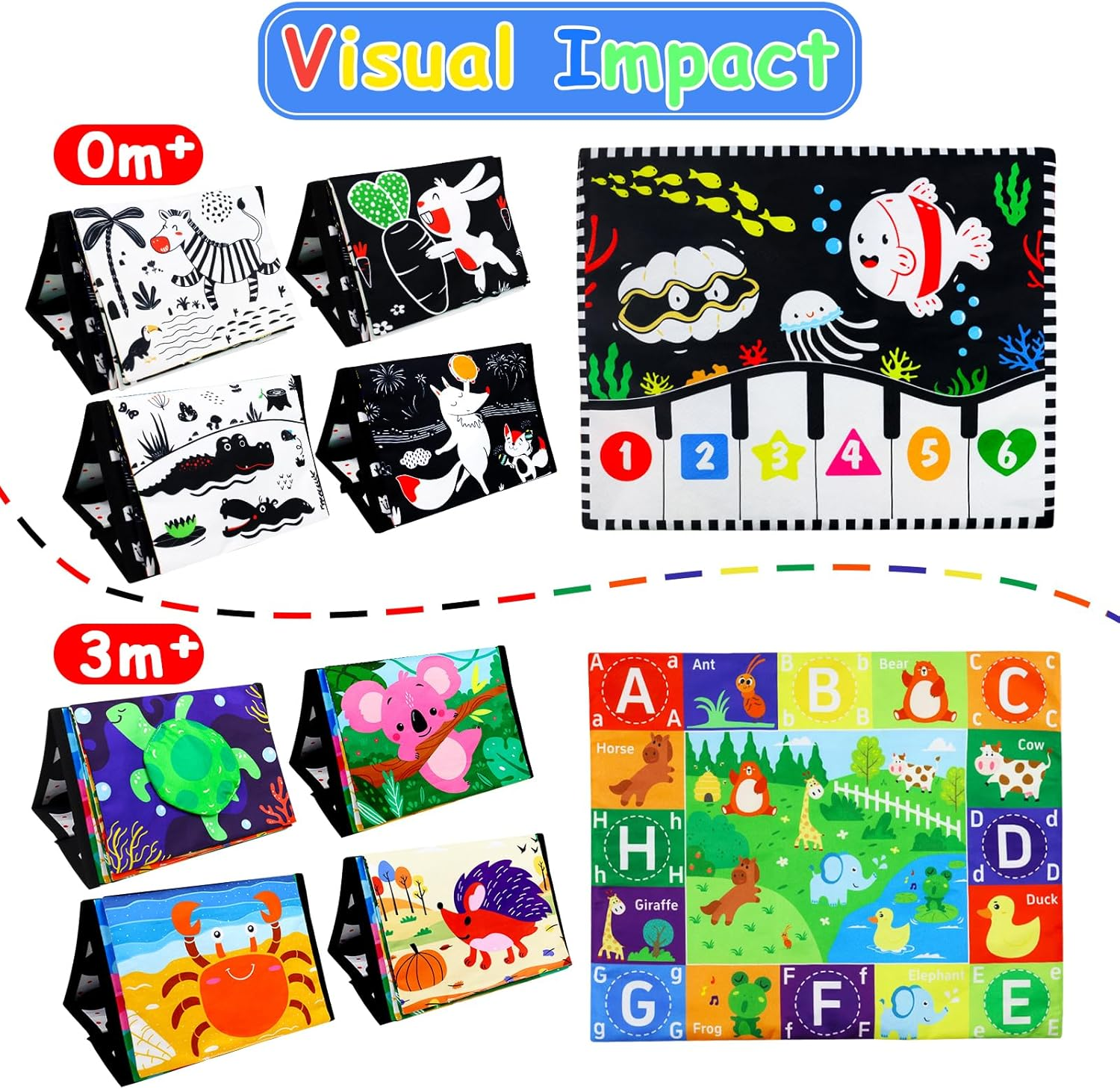 KUANGO 2 Pcs Small Tummy Time Toys Baby Mirror Newborn Toys 0-3 Brain Development, Tummy Time Mirror Baby Toys 6-12 Months High Contrast Montessori Infant 0-6 Months image number 3