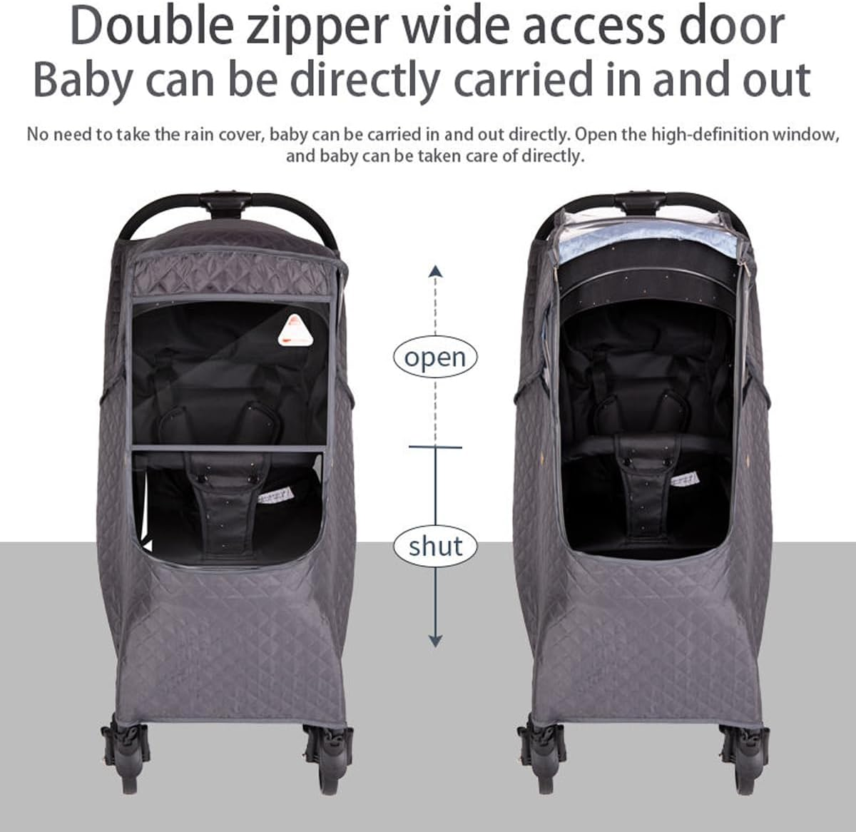 AIMALL Universal Baby Stroller Rain Cover with Zipper Door, Breathable Quilted Windshield, Thermal Insulated Waterproof Weather Shield for Umbrella Strollers image number 4