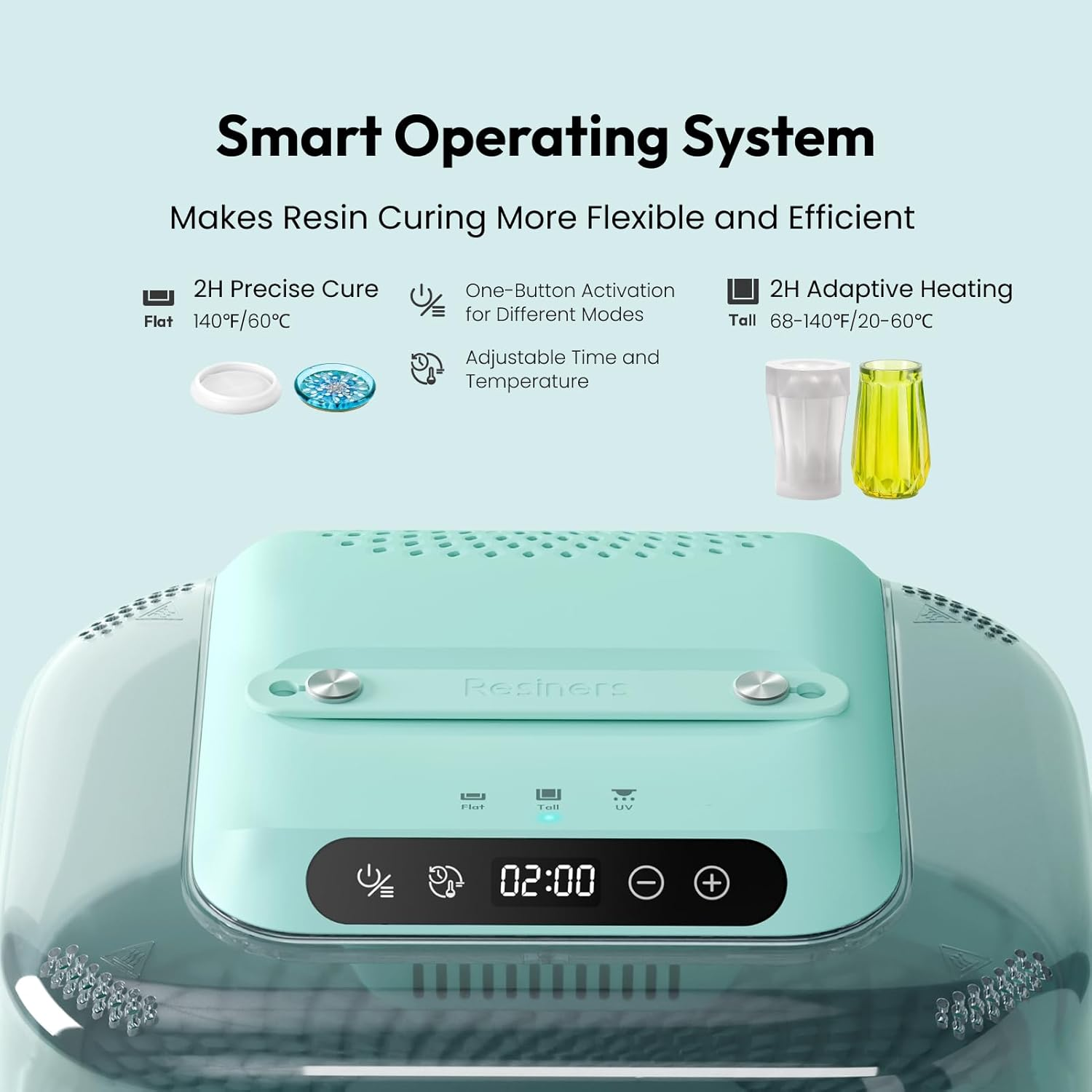 Resiners Resin Curing Machine G3 with UV Resin Light, 2-In-1 Uses, Auto Curing 2H/1Min, Adjustable Temperature & Timer, Resin Dryer with Reversible Base for Epoxy Mold Casting,Jewelry Making,Diy Decor