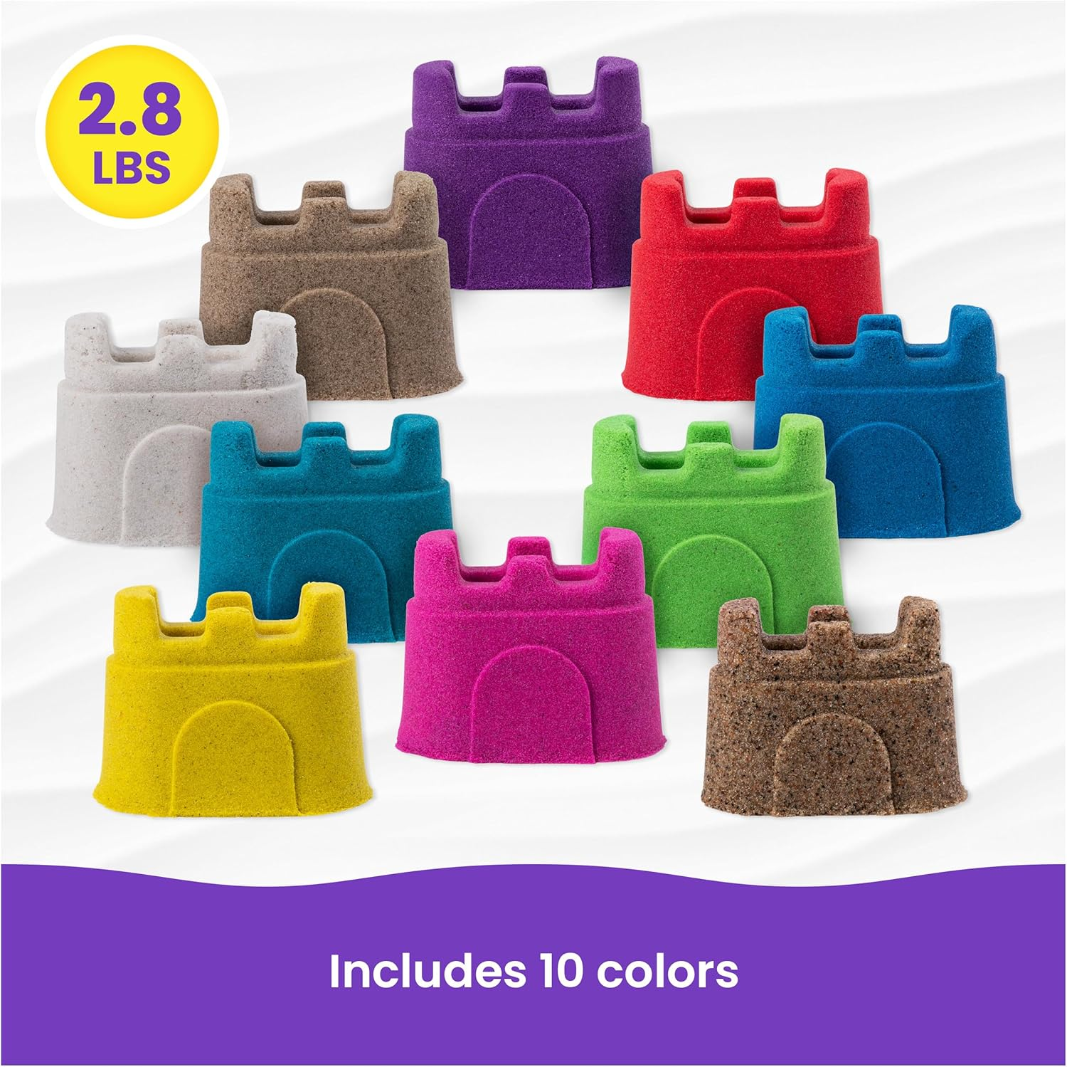 Kinetic Sand, Castle Containers 10-Color Pack Colored Sand Toys for Kids Aged 3 and Up image number 1