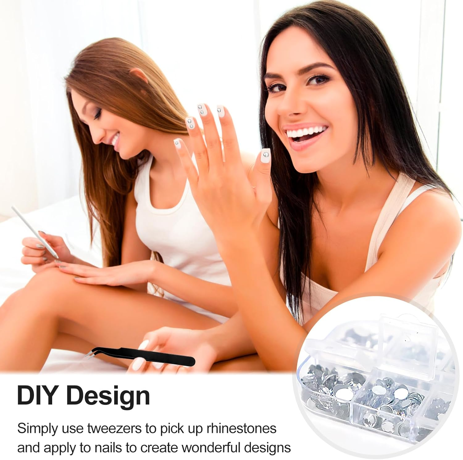 Sularpek Sularpek 1440 Pcs Rhinestones, Nail Gems, Flat Back Gems, Crystal Nail Art Rhinestones, with Pick up Tweezers and Rhinestone Picker Dotting Pen, Nail Art Tools for Crafts Nail and Face image number 1