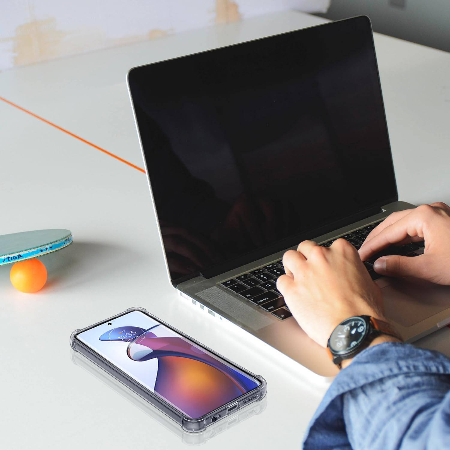 USTIYA Case for Motorola Moto Edge 30 Fusion Clear TPU Four Corners Protective Cover Transparent Soft