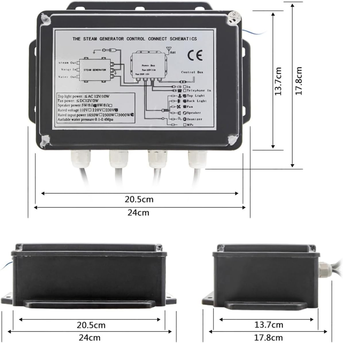 3KW AC Black Shower Steam Nerator, Wet Sauna Steam with Time & Temperature Setting Waterproof IPX4 for Home Spa(Vs-9007B-3Kw-Bp) image number 6