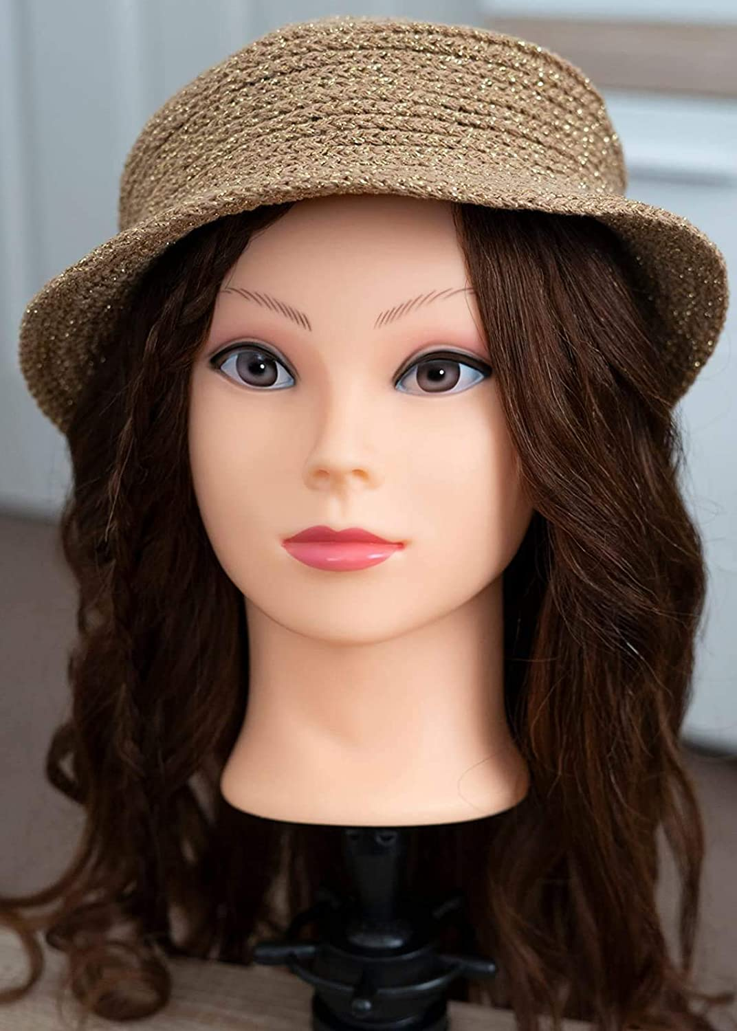 20"-22" Training Head Real Human Hair Cosmetology Hairdressing Mannequin Manikin Doll Head (Table Clamp Holder Included) image number 1