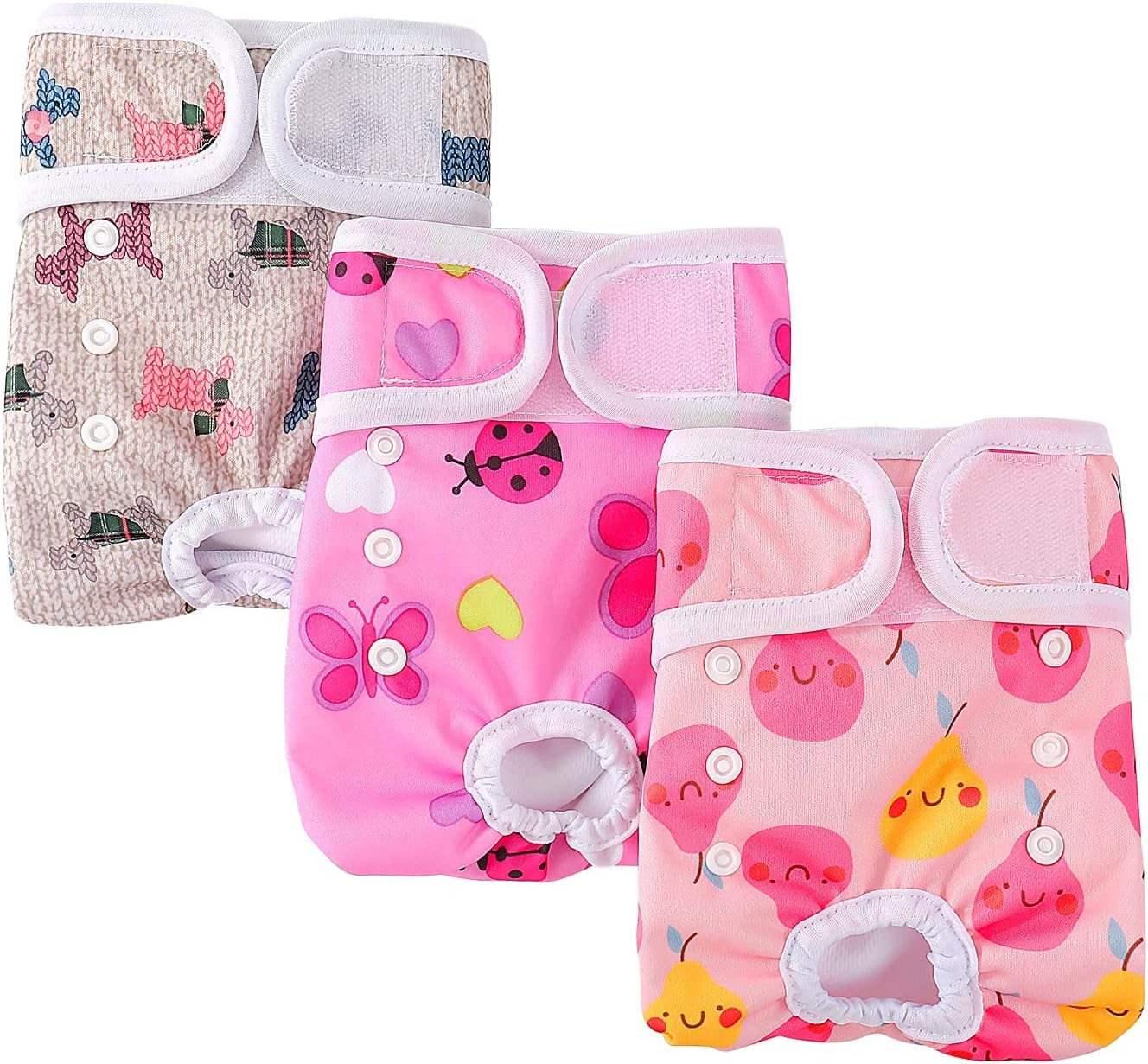 COMSLE Female Dog Heat Pants Pack of 3 M, Highly Absorbent and Sanitary Towels Dog Nappies for Female Dogs, Adjustable Size image number 6