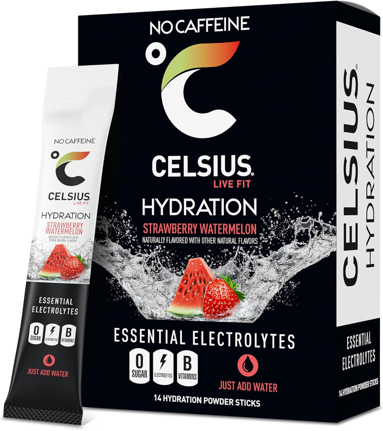 CELSIUS Hydration&trade; Strawberry Watermelon, Sugar Free Electrolyte Hydration Drink Mix (Pack of 14) image number 2