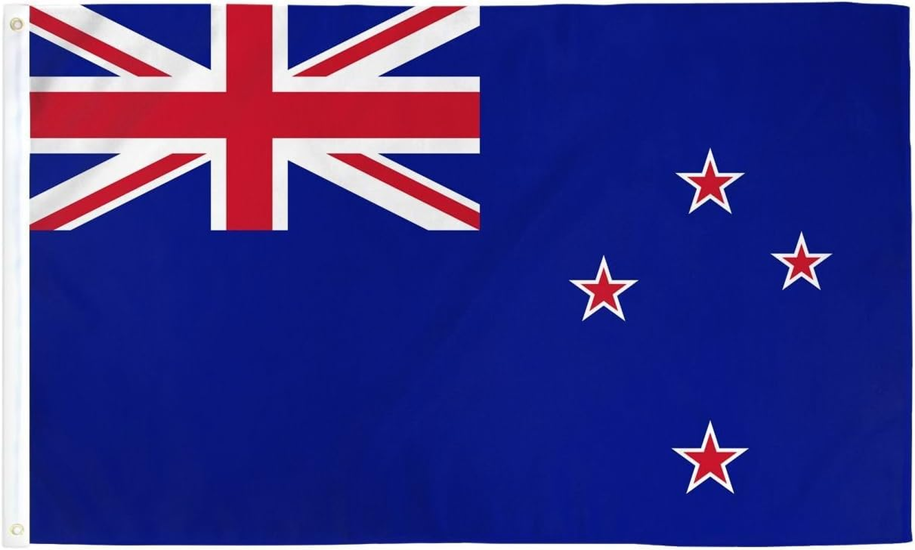 New Zealand Flag 90 * 150 Cm,New Zealander Kiwi National Flag,Polyester Thickness, Fade Resistant, Brass Grommets, Canvas Header, Indoor/Outdoor, Vibrant Colors,Not Fear of Rain and Snow