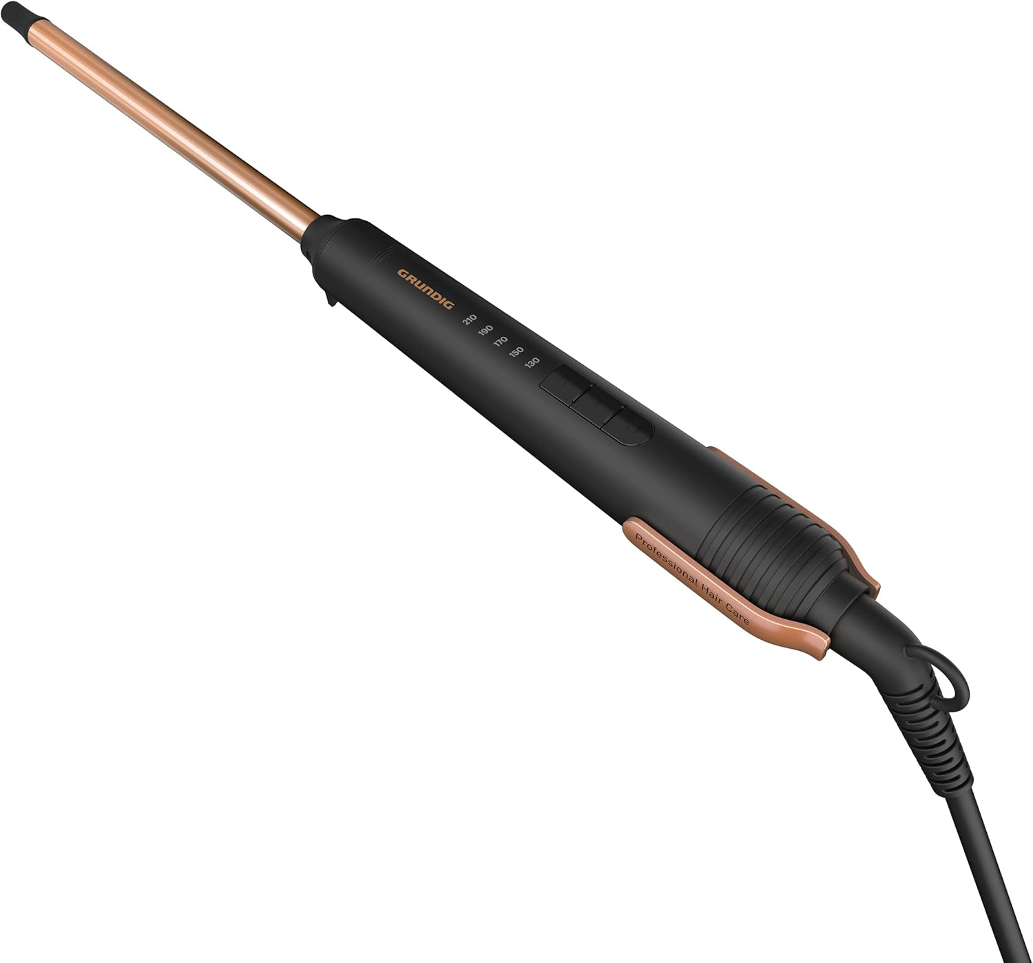 Grundig Naturashine HS 7230 Hair Styler 10Mm Diameter Ceramic Coating with Macadamia and Coconut Oil 5 Levels 130&deg;C to 210&deg;C Fast Heating Time Black Rose Gold