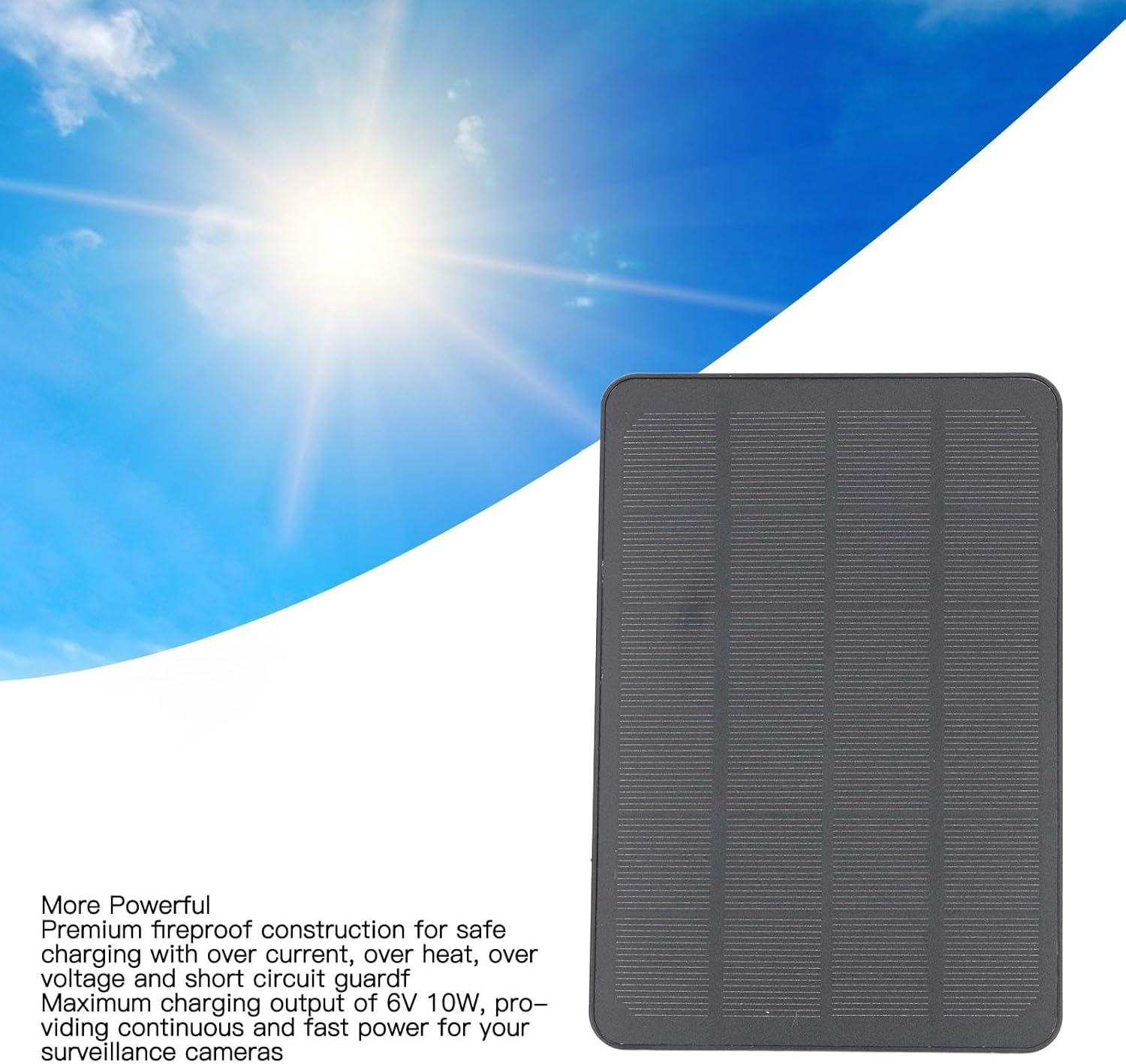 10W Solar Panel for Security Camera, 6V Waterproof Solar with 9.8Ft Cable & 360&deg; Adjustable Bracket, Solar Power Supply for Arlo Pro 3 for Pro 4 (Black) image number 3