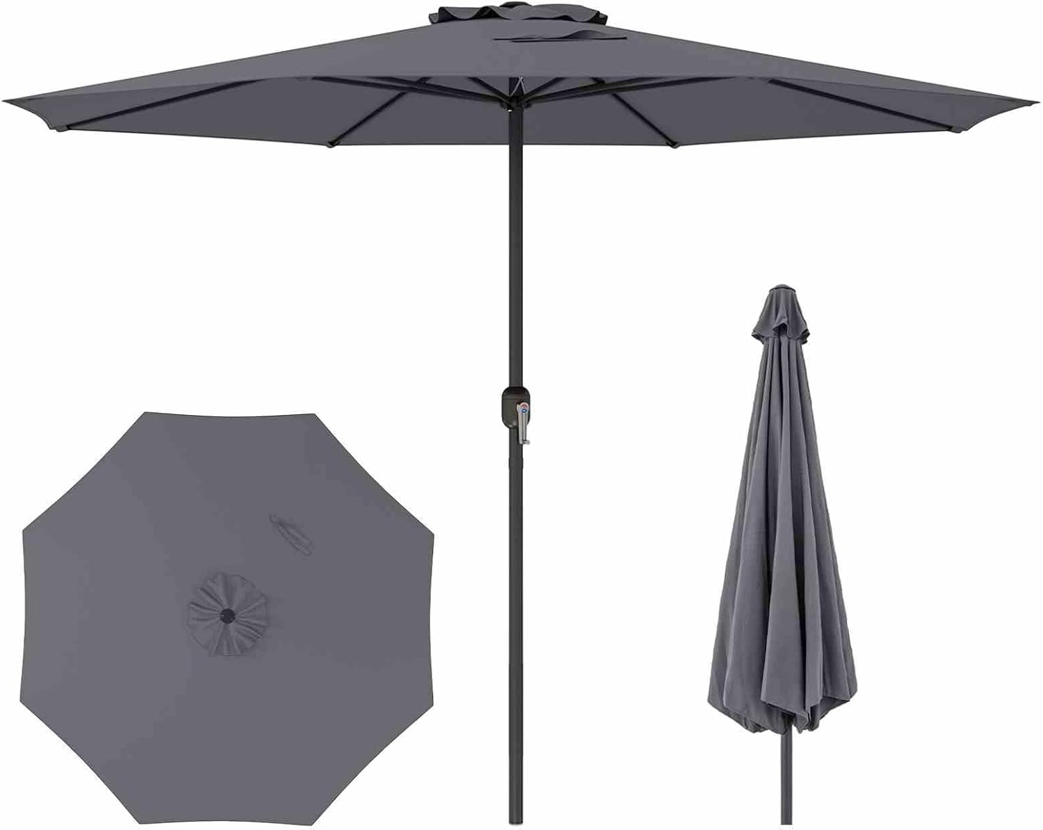 Costway 3.6 M Patio Umbrella, Outdoor Market Umbrella W/Crank Handle, 8 Sturdy Ribs, Double-Tiered Table Umbrella, Sun-Protective Waterproof Canopy round Parasol for Garden Backyard Deck Pool Lawn